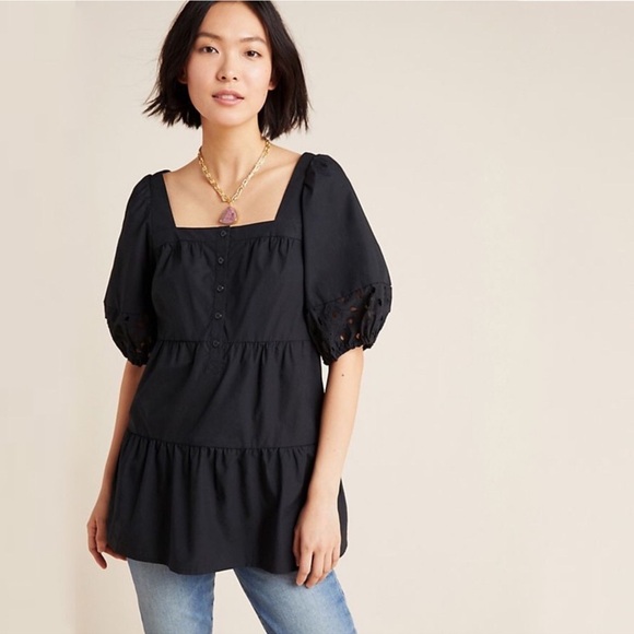Maeve Tops - “MAEVE” Anthropologie Everly Tiered Eyelet Baby Doll Tunic